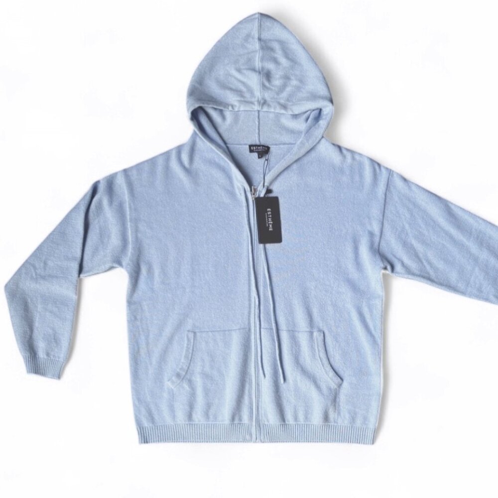 Light Bleu Cashmere Zip Hoodie
